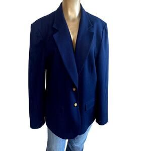 Pendelton Jacket Blazer Women Medium Large Blue Academia Office Wool Classic